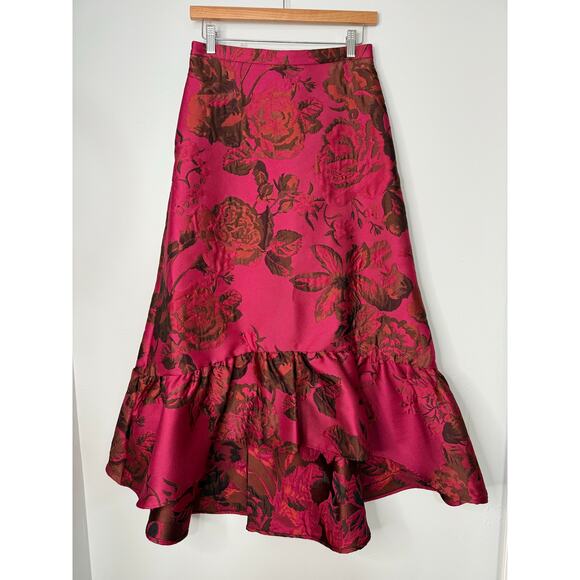 Max & Co Avant Garde Jacquard Floral Elegant Old Money Asymmetrical Midi 4 - Picture 2 of 9
